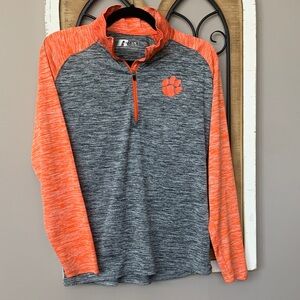 Clemson Russell Athletic Heathered Orange and Gray Pullover